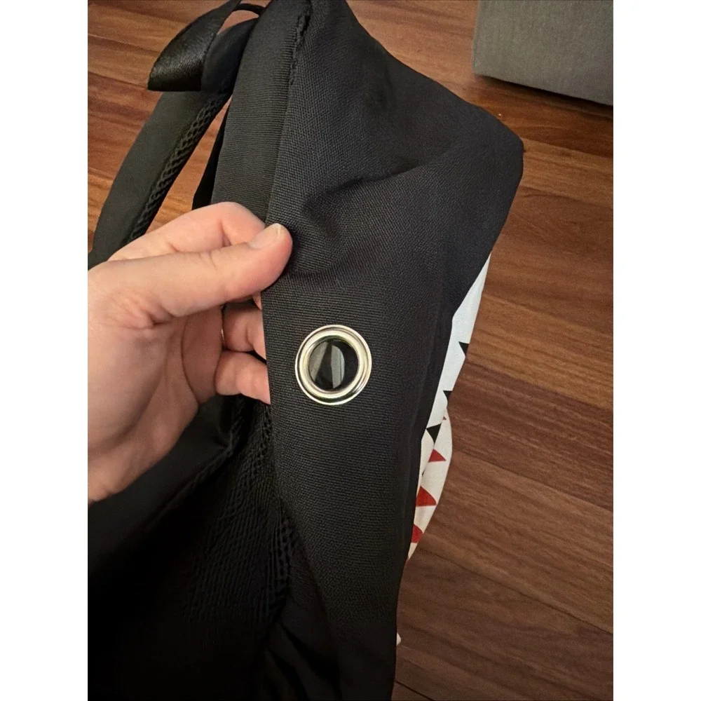 Shark Mouth Backpack Black Red Teeth USB Charging Port Laptop School Bag Kids